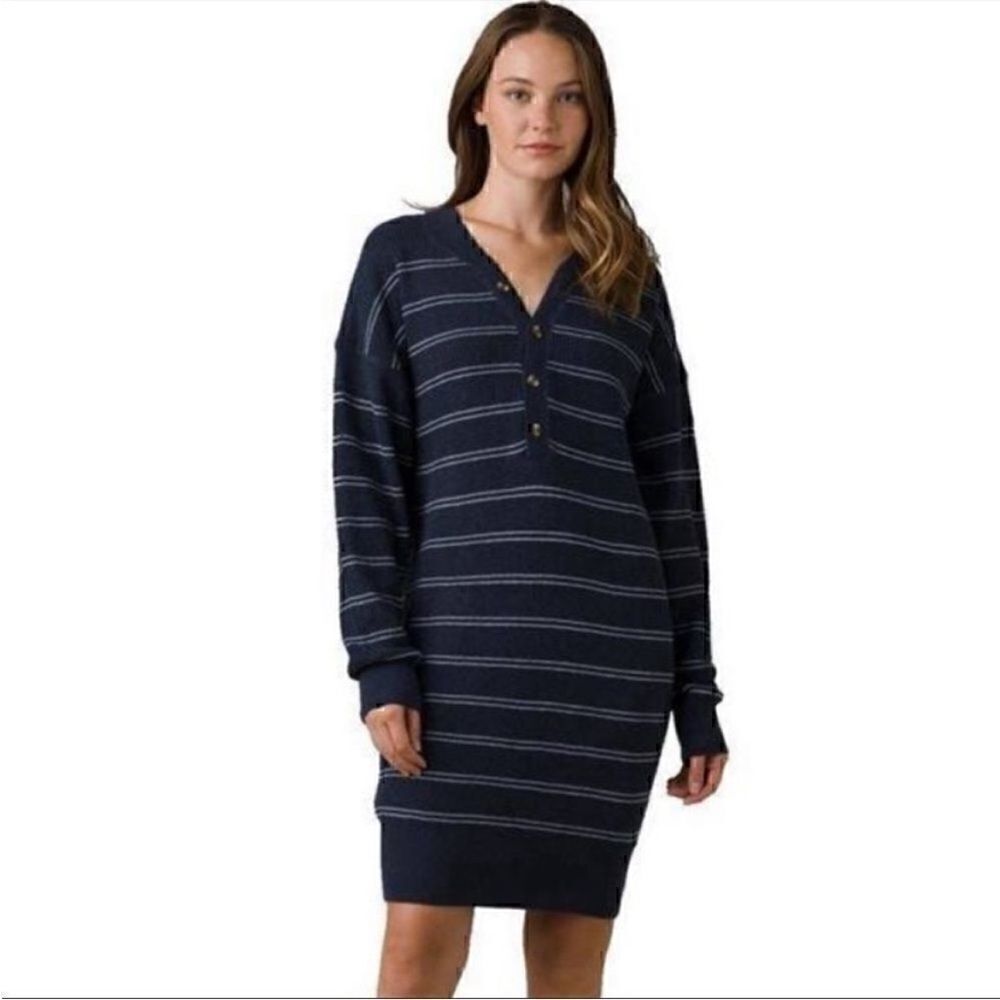 Navy Striped Sweater Dress
